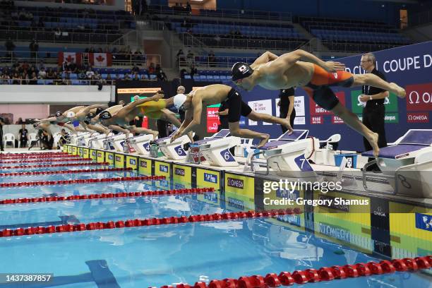 The start of the Men's 400m Freestyle Final during day one of the FINA Swimming World Cup at the Pan Am Sports Centre on October 28, 2022 in Toronto,...