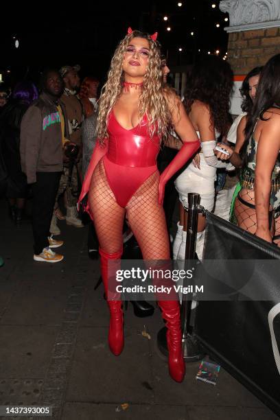 Antigoni Buxton is seen attending Maya Jama's Halloween party at Oslo Hackney on October 28, 2022 in London, England.