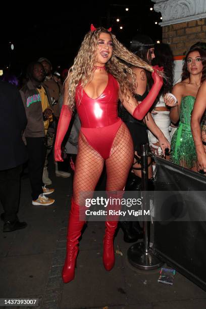 Antigoni Buxton is seen attending Maya Jama's Halloween party at Oslo Hackney on October 28, 2022 in London, England.