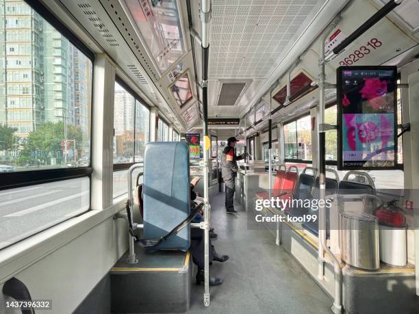 beijing bus carriage - bus advertising stockfoto's en -beelden