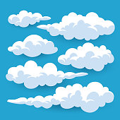 Cartoon clouds set Vector illustration.