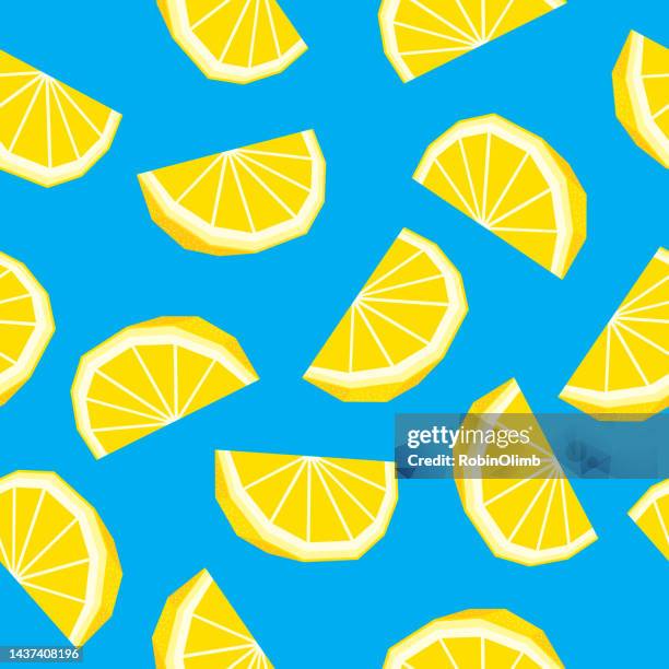 lemon slices seamless pattern - lemon pattern stock illustrations