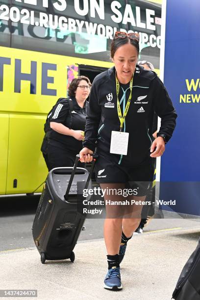 New Zealand arrive ahead of the Rugby World Cup 2021 Quarterfinal match between New Zealand and Wales at Northland Events Centre on October 29, 2022...