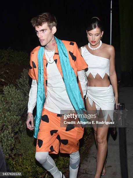 Presley Walker Gerber and Lexi Wood arrive to the Casamigos Halloween Party Returns In Beverly Hills on October 28, 2022 in Los Angeles, California.