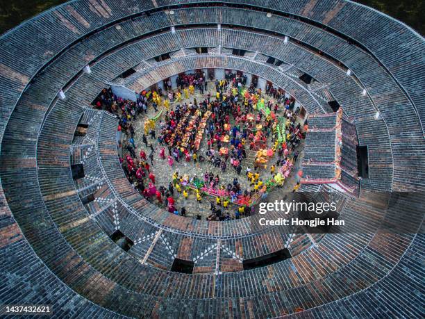 tulou, a historical and cultural heritage building in fujian, china. - unesco bildbanksfoton och bilder