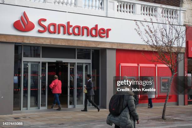 General view of the Santander bank on South Street on October 27, 2022 in Romford, England.