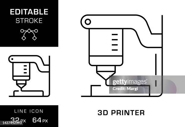 3d printer editable stroke line icon design - plastic polymer stock illustrations