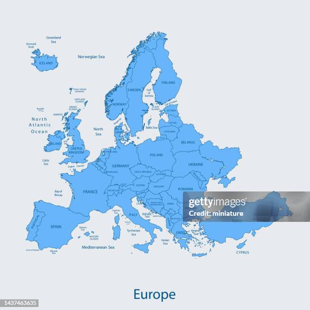 ilustraciones, imágenes clip art, dibujos animados e iconos de stock de mapa de europa - europa occidental
