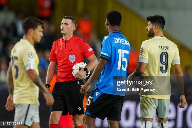 Referee Michael Oliver during the Group B - UEFA Champions League match between Club Brugge KV and FC Porto at the Jan Breydelstadion on October 26,...