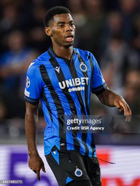 Raphael Onyedika of Club Brugge KV looks on during the Group B - UEFA Champions League match between Club Brugge KV and FC Porto at the Jan...