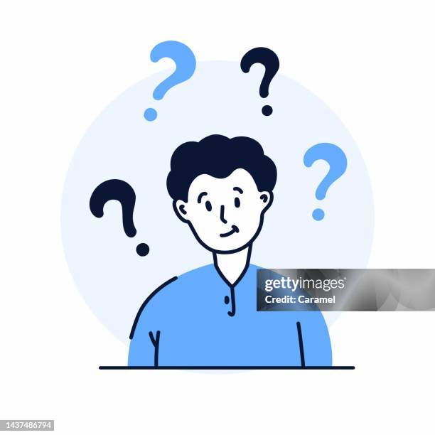 questioning concept hand drawn illustration, stock illustration - 2d characters stock illustrations