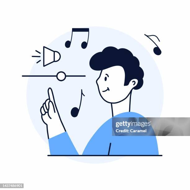 sound on concept hand drawn illustration, stock illustration - 2d characters stock illustrations