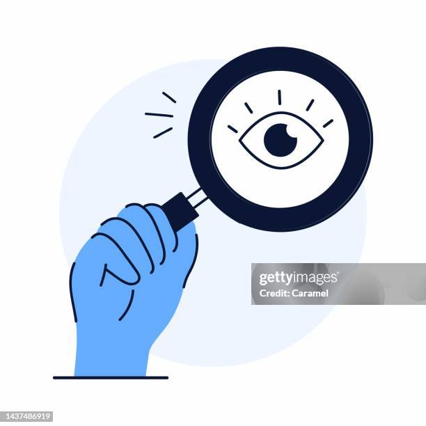 bildbanksillustrationer, clip art samt tecknat material och ikoner med monitoring concept hand drawn illustration, stock illustration - magnifying glass