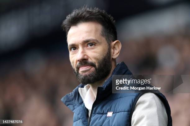 Carlos Corberan, Manager of West Bromwich Albion looks on prior to the Sky Bet Championship between West Bromwich Albion and Sheffield United at The...