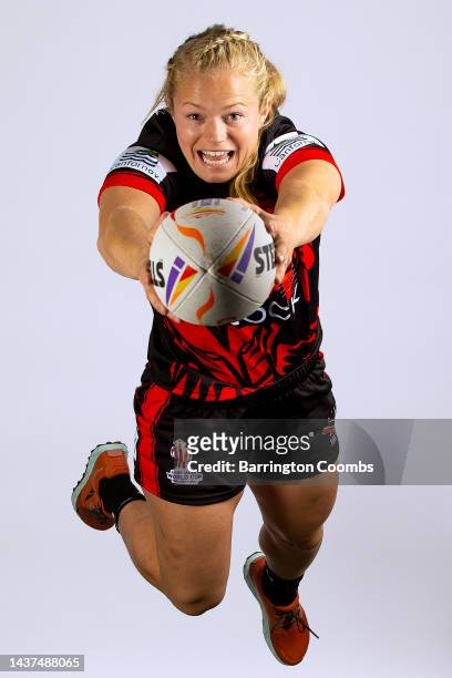 Ferris Sandboe of Canada poses for a photo during the Canada Rugby League World Cup portrait session on October 26, 2022 in Leeds, England.