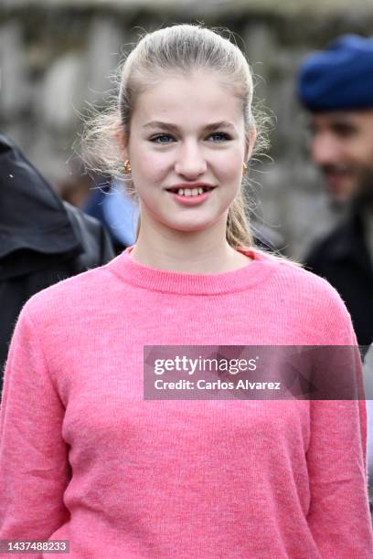 Crown Princess Leonor of Spain visit to Cadavedo, which has been honoured as the 2021 Best Asturian Village, the day after the 'Princesa de Asturias'...