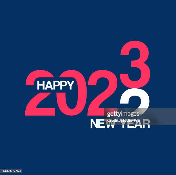 frohes neues jahr 2023 moderner schriftzug für ihr weihnachtsfest - neujahrstag stock-grafiken, -clipart, -cartoons und -symbole