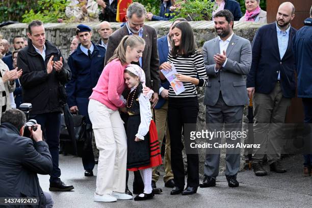 Crown Princess Leonor of Spain, King Felipe VI of Spainand Queen Letizia of Spain, visit to Cadavedo, which has been honoured as the 2021 Best...