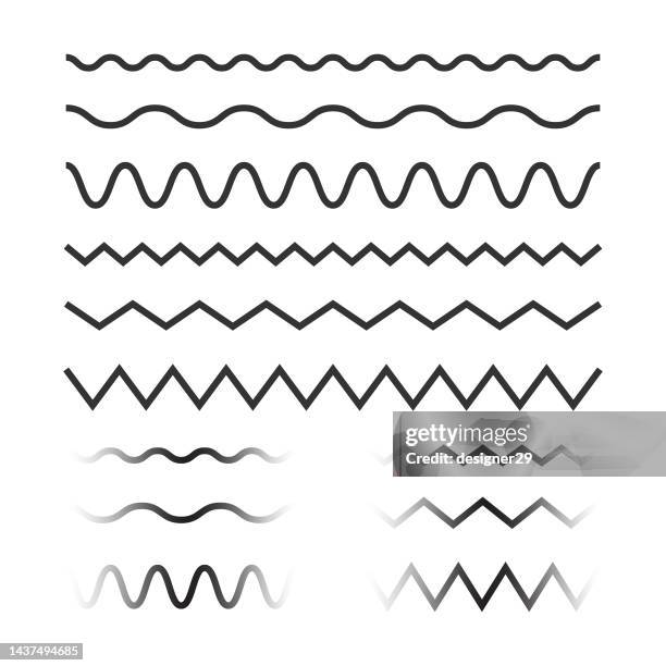 stockillustraties, clipart, cartoons en iconen met wavy pattern lines set vector design on white background. - kronkel
