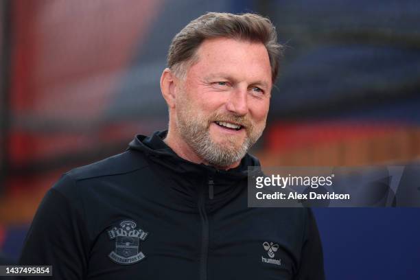 Ralph Hasenhuttl, Manager of Southampton arrives at the stadium prior to the Premier League match between Crystal Palace and Southampton FC at...