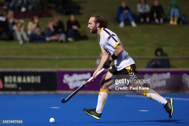 Jake Harvie of the Thundersticks in action during the round five Hockey One League match between Perth Thundersticks and Tassie Tigers at Perth...