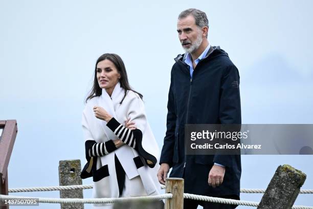 Queen Letizia of Spain, and King Felipe VI of Spain visit to Cadavedo, which has been honoured as the 2021 Best Asturian Village, the day after the...