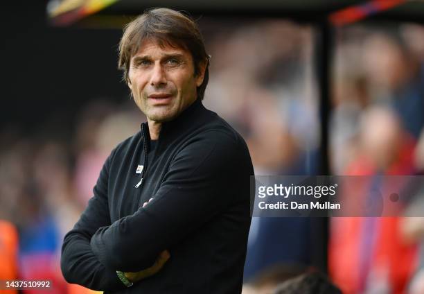 Antonio Conte, Manager of Tottenham Hotspur, looks on during the Premier League match between AFC Bournemouth and Tottenham Hotspur at Vitality...