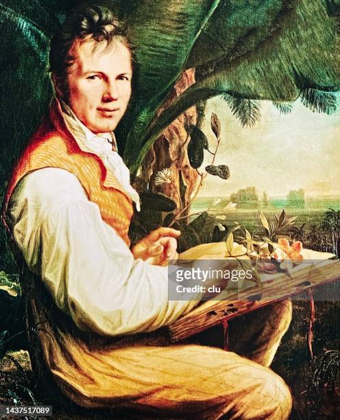 stockillustraties, clipart, cartoons en iconen met alexander von humboldt 1806 after his journey in south america - alexander von humboldt