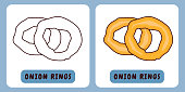 Onion Rings cartoon illustration for children's coloring book