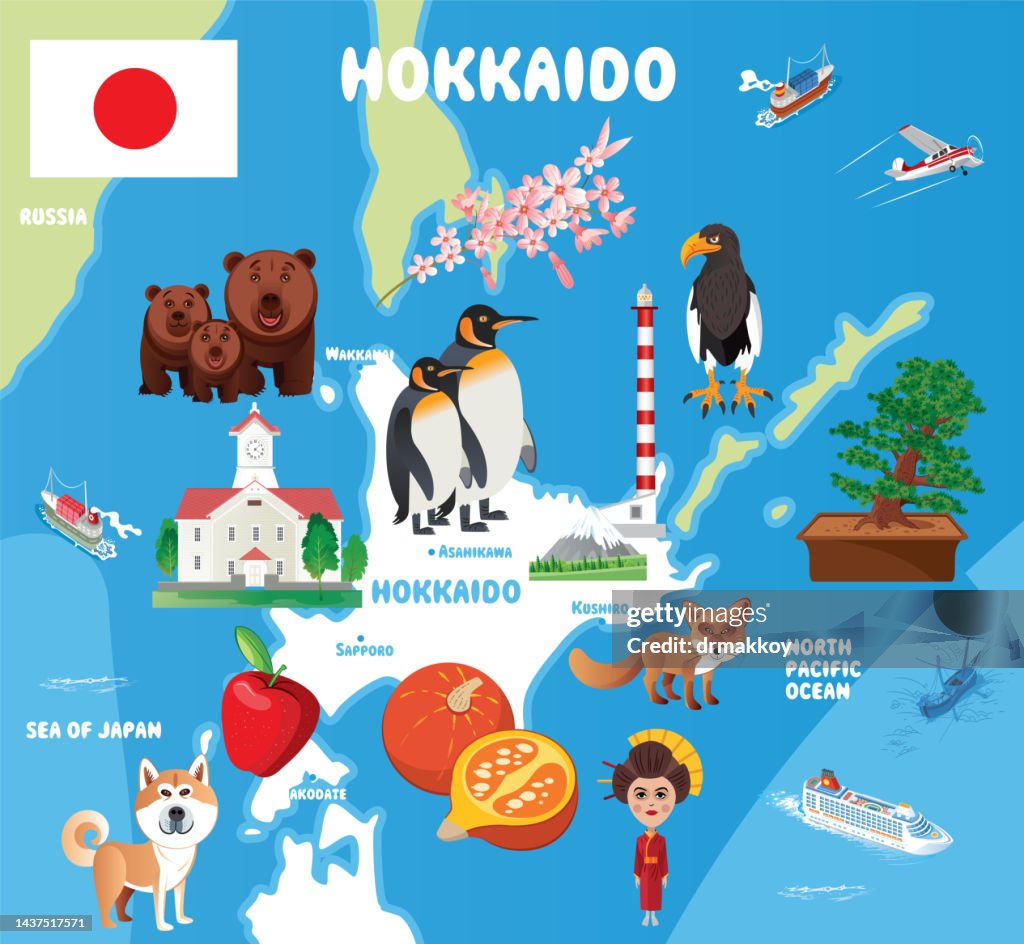 Cartoon Map of Hokkaido
