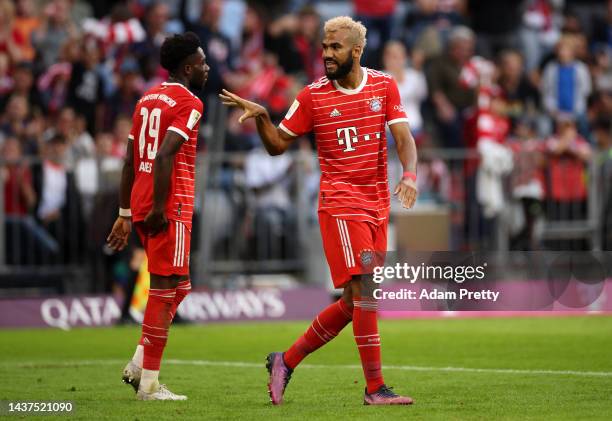 Eric Maxim Choupo-Moting of Bayern Munich celebrates after scoring their team's sixth goal during the Bundesliga match between FC Bayern München and...