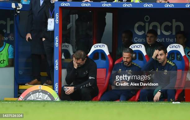Ralph Hasenhuttl, Manager of Southampton looks dejected during the Premier League match between Crystal Palace and Southampton FC at Selhurst Park on...
