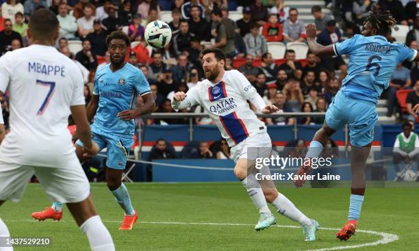 Lionel Messi of Paris Saint-Germain in action during the Ligue 1 match between Paris Saint-Germain and ESTAC Troyes at Parc des Princes on October...