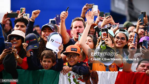 Red Bull Racing fans show their support at the fan stage prior to final practice ahead of the F1 Grand Prix of Mexico at Autodromo Hermanos Rodriguez...