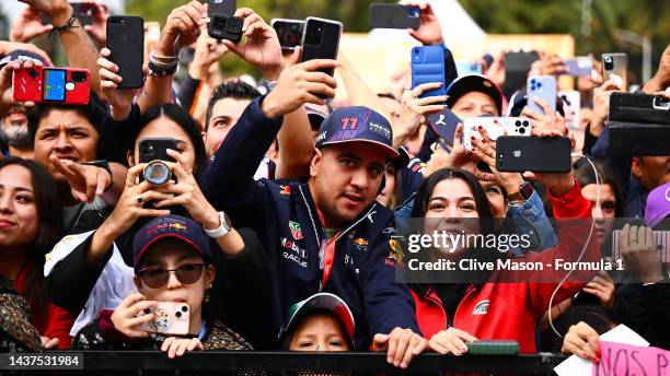 Red Bull Racing fans show their support at the fan stage prior to final practice ahead of the F1 Grand Prix of Mexico at Autodromo Hermanos Rodriguez...