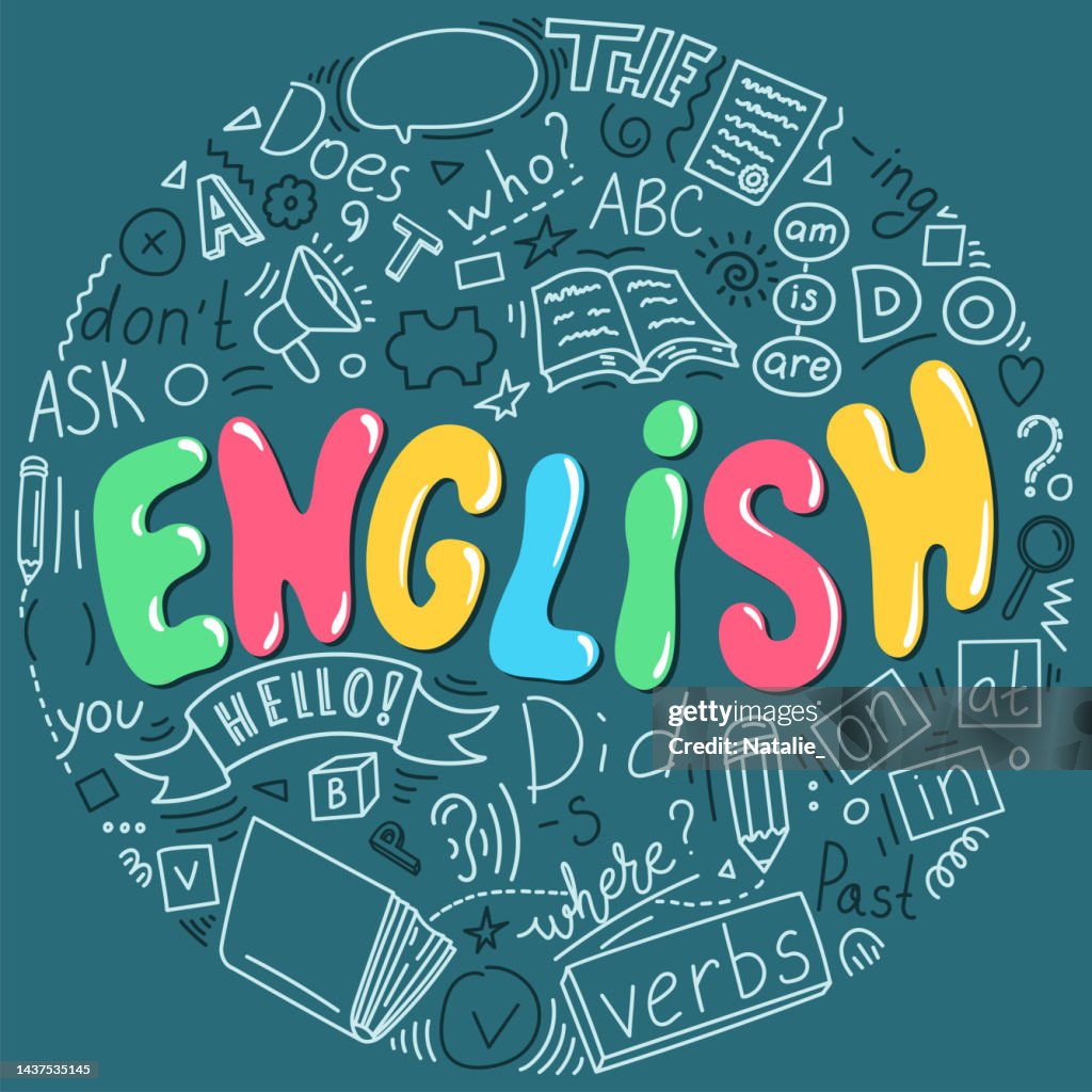 Eng Draw Lettering English Hand Drawn Doodles And Lettering High-Res Vector Graphic ...