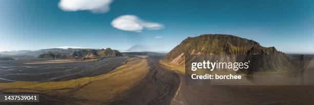 panoramic view on landscape around myrdalsjokull - myrdalsjokull glacier stock pictures, royalty-free photos & images