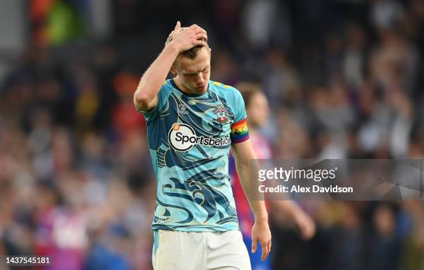 James Ward-Prowse of Southampton reacts following defeat in the Premier League match between Crystal Palace and Southampton FC at Selhurst Park on...