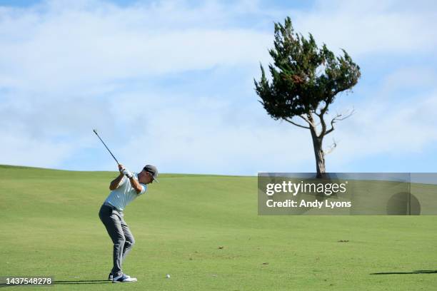 Ben Crane of the United States plays a shot during the third round of the Butterfield Bermuda Championship at Port Royal Golf Course on October 29,...