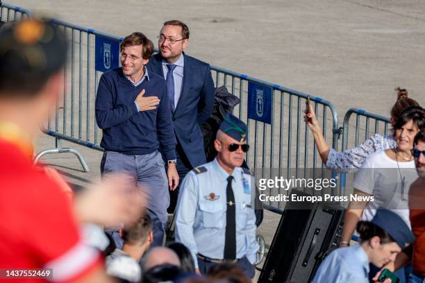 The Mayor of Madrid, Jose Luis Martinez-Almeida, attends an emergency drill at Cuatro Viento Air Base, on 29 October, 2022 in Madrid, Spain. This...