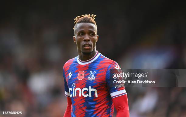 Wilfried Zaha of Crystal Palace looks on during the Premier League match between Crystal Palace and Southampton FC at Selhurst Park on October 29,...