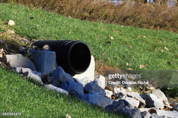 culvert with drain pipe for wet weather events - inlet stock pictures, royalty-free photos & images