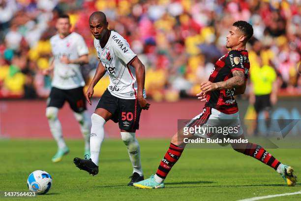 Fernandinho of Athletico-PR kicks the ball against João Gomes of Flamengo during the final of Copa CONMEBOL Libertadores 2022 between Flamengo and...