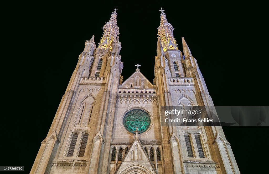 Low angle view of Jakarta cathedral, Java, Indonesia