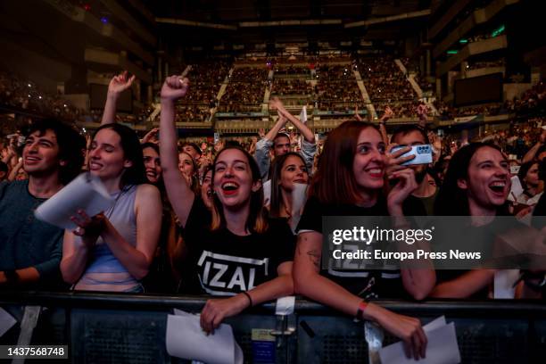 Fans of the band Izal during their farewell concert at the WiZink Center on October 29 in Madrid, Spain. With this performance in which they end...