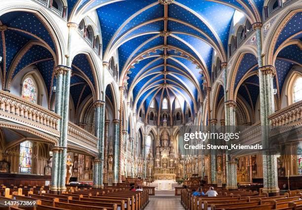 interior of notre dame cathedral in ottawa - catholic altar stock pictures, royalty-free photos & images