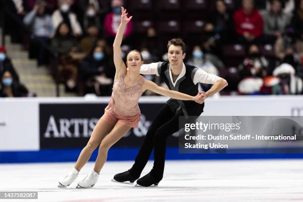 Brooke McIntosh and Benjamin Mimar of Canada perform during the pairs free skate during the ISU Grand Prix of Figure Skating - Skate Canada...