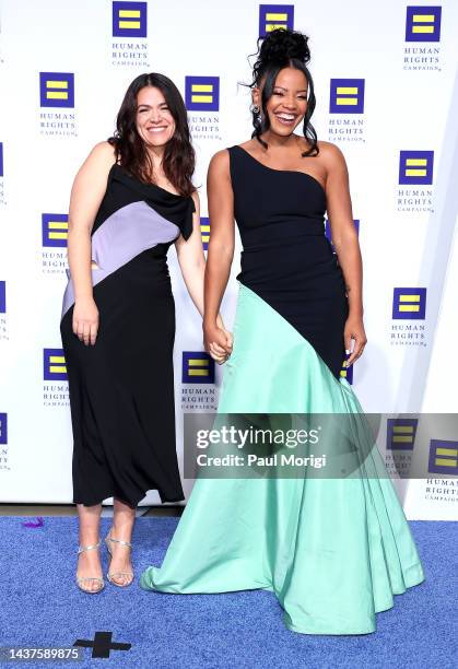 Comedian Abbi Jacobson and actress Chante Adams attend the 2022 Human Rights Campaign National Dinner at Walter E. Washington Convention Center on...