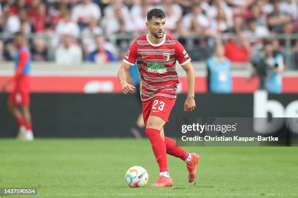 Maximilian Bauer of FC Augsburg in action during the Bundesliga match between VfB Stuttgart and FC Augsburg at Mercedes-Benz Arena on October 29,...