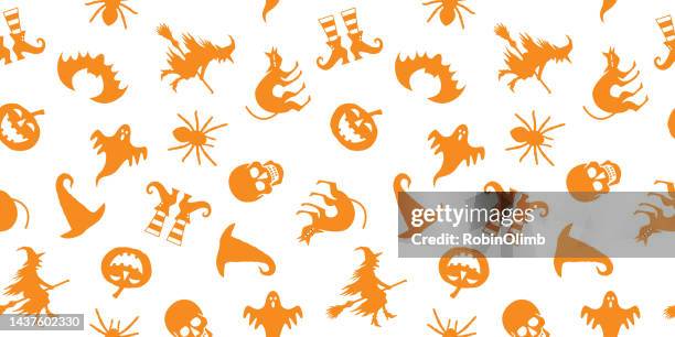 halloween icon set - boot print stock illustrations